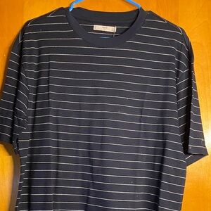 Men Mango Navy and White Striped Short-Sleeve Crew Tee